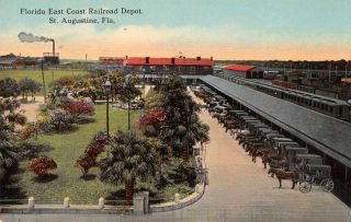 St Augustine Florida East Coast Railroad Depot Vintage Postcard Jj658900