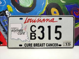 Breast Cancer Louisiana License Plate Vanity Tag Sign Pink October Susan Komen