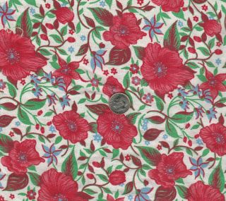 Vintage Feedsack Fabric,  Pink,  Red Morning Glory,  Quilt