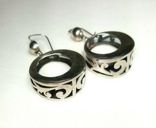Vintage Mexico Designer Signed Sterling Silver Modernist Style Earrings
