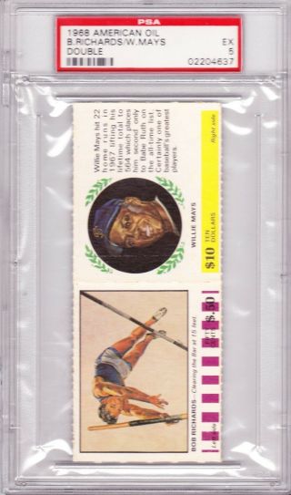 1968 American Oil B.  Richards/willie Mays Double Psa 5 - Just 1 Higher