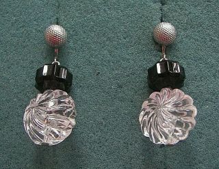 " Jet Ice " Black Clip Earrings - Sarah Coventry Jewelry - Sara Cov - Vtg