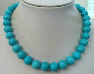 Stunning Vintage Estate Signed Ls Turquoise Bead 19 3/8 " Necklace G962b