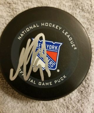 York Rangers Young Star Mika Zibanejad Signed/autographed Official Game Puck