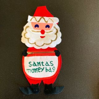 Vintage Felt Christmas Santa’s Money Bag Change Holder Santa Claus