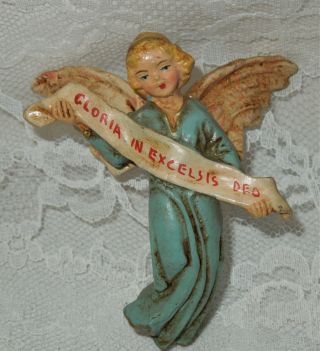 Vintage Angel Gloria In Excelisis Deo Ceramic Figure For Nativity Scene