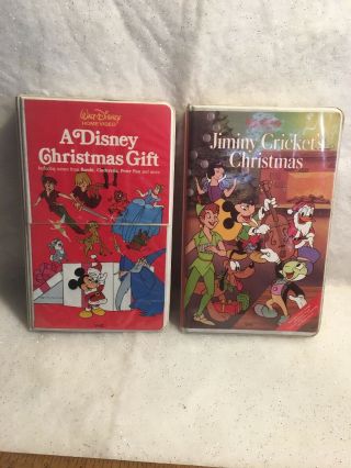 2 Vintage Vhs Walt Disney Christmas Gift Jiminy Crickets Christmas Mickey Bambi