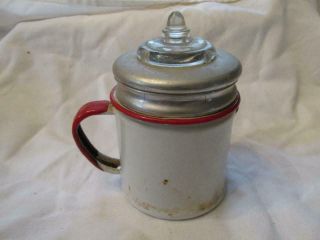 Vintage Red & White Enamelware Graniteware 2c Coffee Percolator Pot - EXC Cond 3