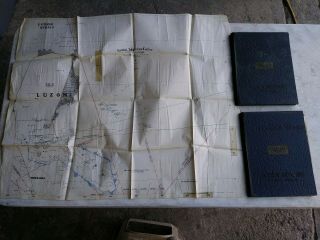 Uss Yorktown Ww2 Year Book W/ Map.  Bundled 1944 Ship Use Map Hand Drawn.