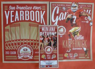 2013 San Francisco 49ers Farewell Candlestick Park Yearbook Game Program Ticket