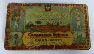 Vintage Caravellis Freres Egyptian Cigarette Tin Box