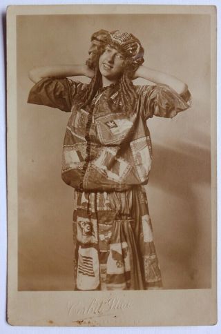 Woman In Patchwork Dress Vintage Real Photo Postcard Rppc