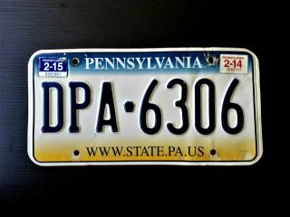 Gr8 2015 Pennsylvania License Plate Tag Number Dpa 6306 Vintage Pa Fade