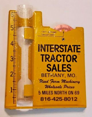 Vintage Rain Gauge Advertising Interstate Tractor Sales " Bethany Mo.  "