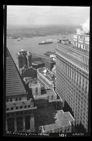 1933 Ms Vulcania Ocean Liner Ship Manhattan Nyc Old Photo Negative 359b
