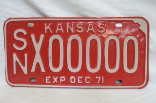 1971 Kansas License Plate From 20th Century - Fox Archives