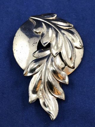 Vintage Napier Sterling Silver Gold Wash Double Leaf Fur Clip