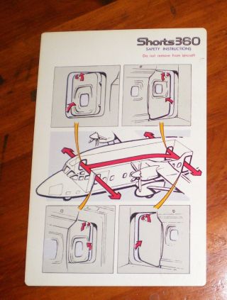 Shorts 360 Inflight Safety Card.  1980 