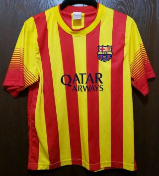 Red & Yellow Lionel Messi 10 Fc Barcelona Soccer Jersey Youth Large 14 - 16