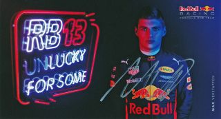 Max Verstappen Signed Official 4.  5x8.  5 Inches 2017 Red Bull F1 Photo Card