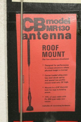 NOS NIB Vintage Antenna Specialists MR130 Roof Mount CB Antenna 3