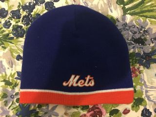 York Mets Winter Knit Ski Cap Hat Beanie Osfa Keyspan Citi Field Shea