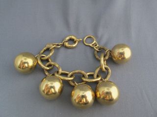 Vintage J Crew Gold Tone Oval Link Large Ball Bead Tennis Dangle Bracelet