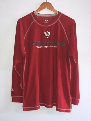 Majestic St Louis Cardinals Long Sleeve Shirt Pullover Mens (l)