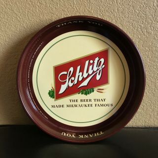 Vintage 1950s Schlitz Beer Tray " The Beer That Made Milwaukee Famous "