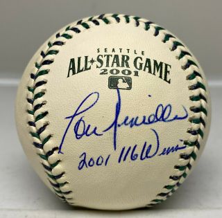 Lou Piniella " 116 Wins " Signed 2001 All Star Game Baseball Psa/dna Auto