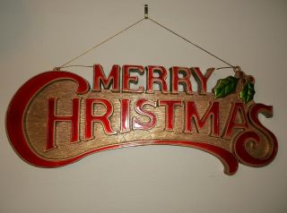 Vintage Merry Christmas Plastic Sign