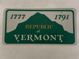 “republic Of Vermont” Vintage License Plate 1777 - 1791 State Issued Booster