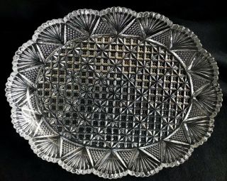 Mikasa Crystal Georgetown 12.  25” Platter With “plaid " Fan Sawtooth Pattern