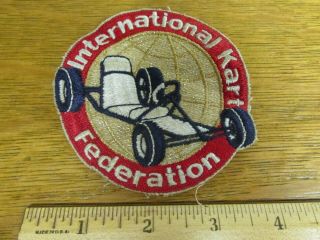 Vtg Ikf Go Kart Embroidered Racing Patch International Kart Federation
