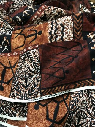 Vtg Trans Pacific Textiles African Brown Batik Style Printed Fabric 45”x10yd