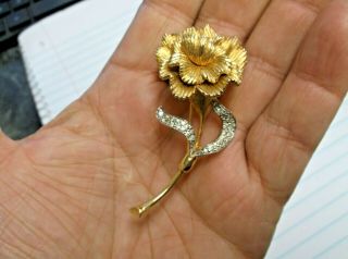 Vintage Signed Jomaz Joseph Mazer Rhinestone Flower Brooch Pin