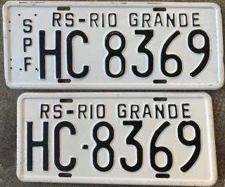 Brazil Rs Rio Grande Do Sul Spf Servicio Publico Federal 1960 License Plate Pair