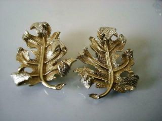 Vintage Sarah Coventry Windfall Gold Tone Silver Tone Curled Leaf Clip Earrings