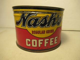 Nashs Vintage Coffee Can 1 Lb Old Tin
