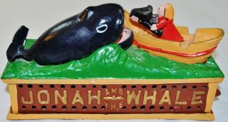 Vintage Cast Iron Mechanical Bank - Jonah And The Whale - Fully