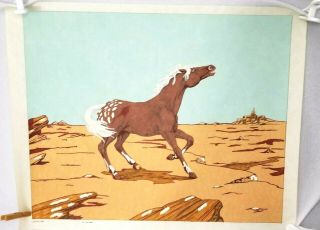 Vintage Paint By Number On Felt 1950s 22.  5 X 17.  5  Western Horse