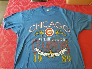 Vintage Chicago Cubs 1989 Nl East Division Champs Shirt Size Xl