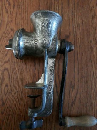 Vintage Keystone 20 Hand Crank Food Meat Grinder Chopper " Made In The Usa "