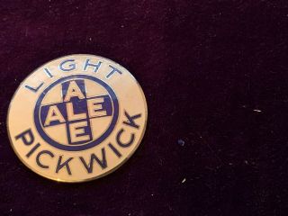 Vintage Enameled Pickwick Light Ale Beer Emblem Tap Handle Piece? Bastian Bros