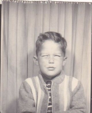Vintage Photo Booth: Adorable Little Boy Squinting To Keep His Eyes Closed
