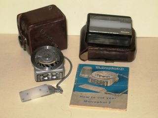 Vintage Metraphot 2 Light Meter With Booster Cell Amplifier And Cases