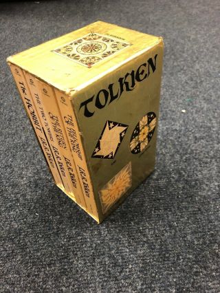 Vintage 1973 Tolkien The Hobbit & Lord Of The Rings Ballantine Gold Box Set