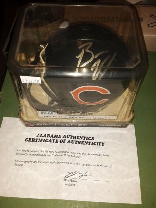Brian Urlacher & Jay Cutler Signed Mini Helmet Chicago Bears Alabama Authentics