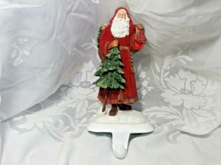 Vintage Style Old World Santa Christmas Stocking Holder Cast Iron Base Hallmark