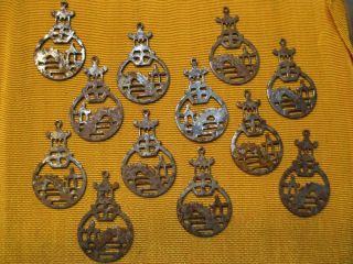 Vtg Japanese Pagoda Charm Drops Steel Jewelry Findings Stamping 1.  25 "